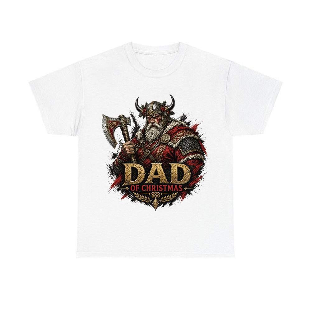 Viking Dad Of Christmas personalised Christmas T-shirt in white
