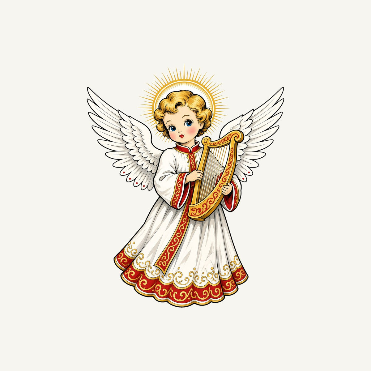 Vintage Angel With Harp Personalised Kids Tee and Baby Bodysuit