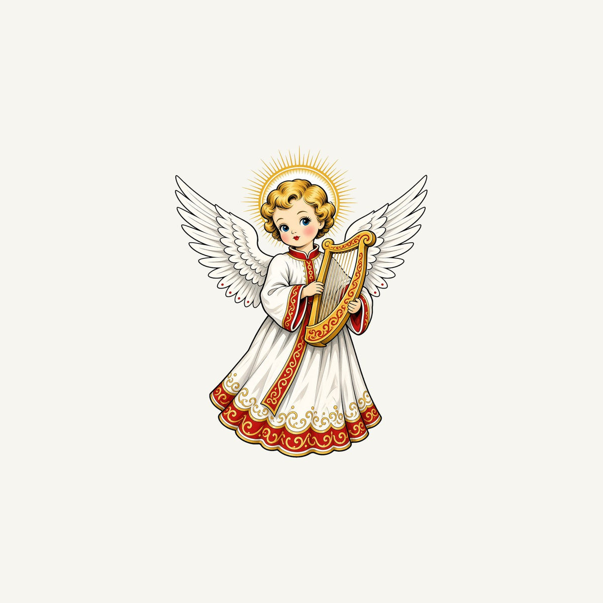 Vintage Angel With Harp Personalised Christmas Mug