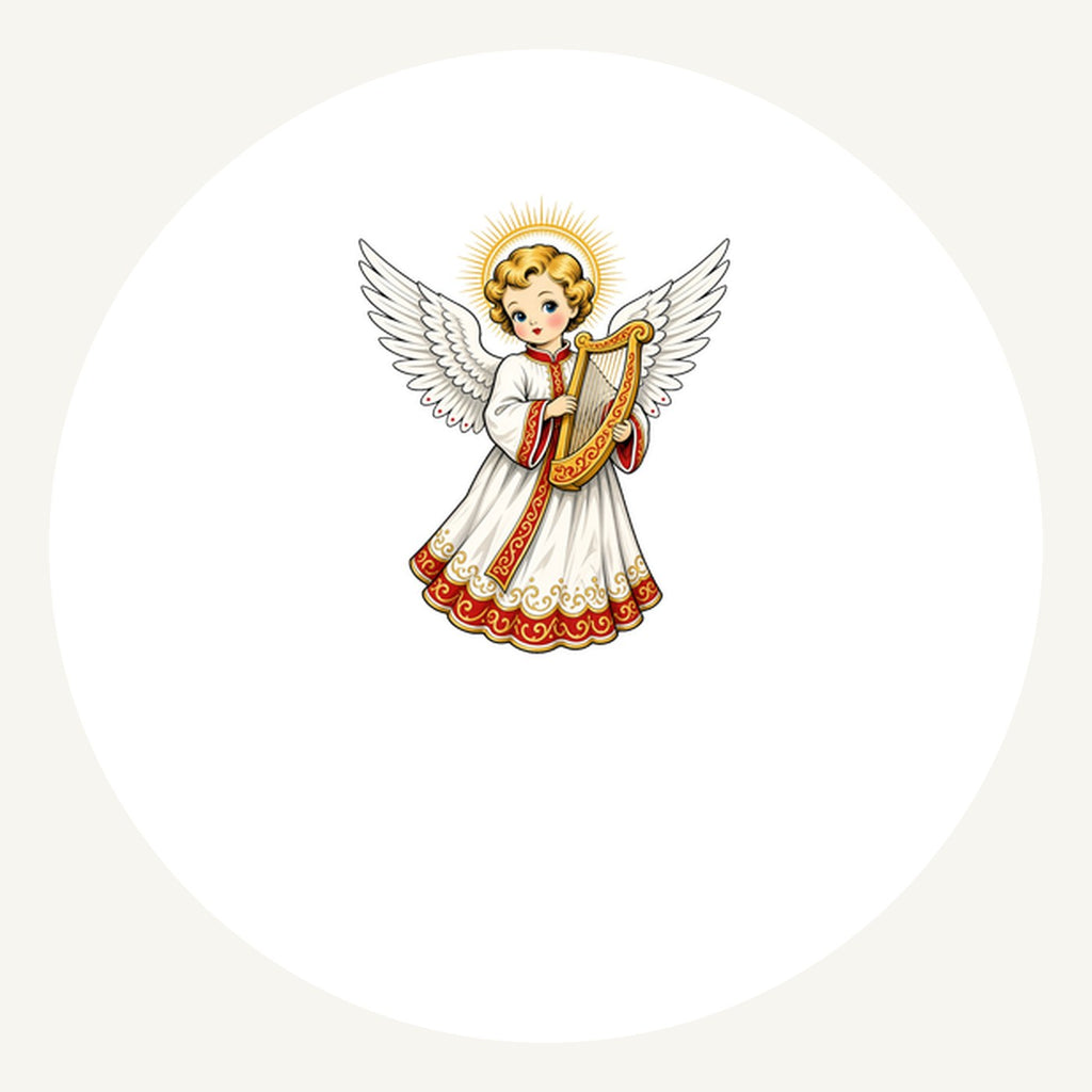 Vintage Angel With Harp Personalised Pewter Christmas Ornament