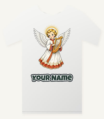 Vintage Angel With Harp Personalised Christmas T-Shirt and Hoodie