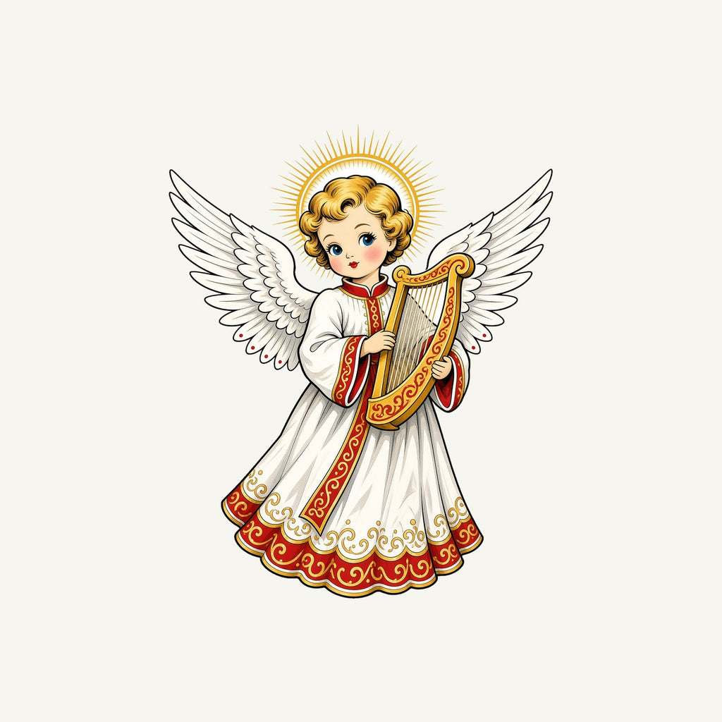 Vintage Angel With Harp Personalised Santa Sack
