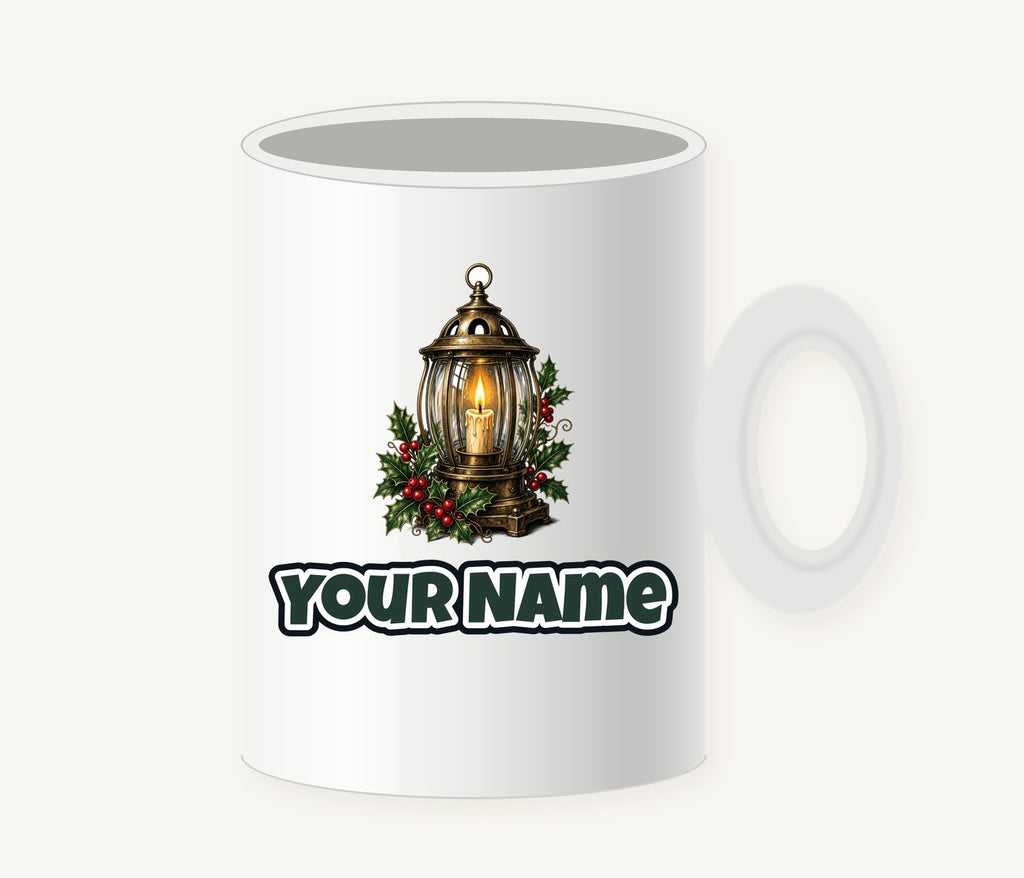 Vintage Brass Christmas Lantern Personalised Christmas Mug