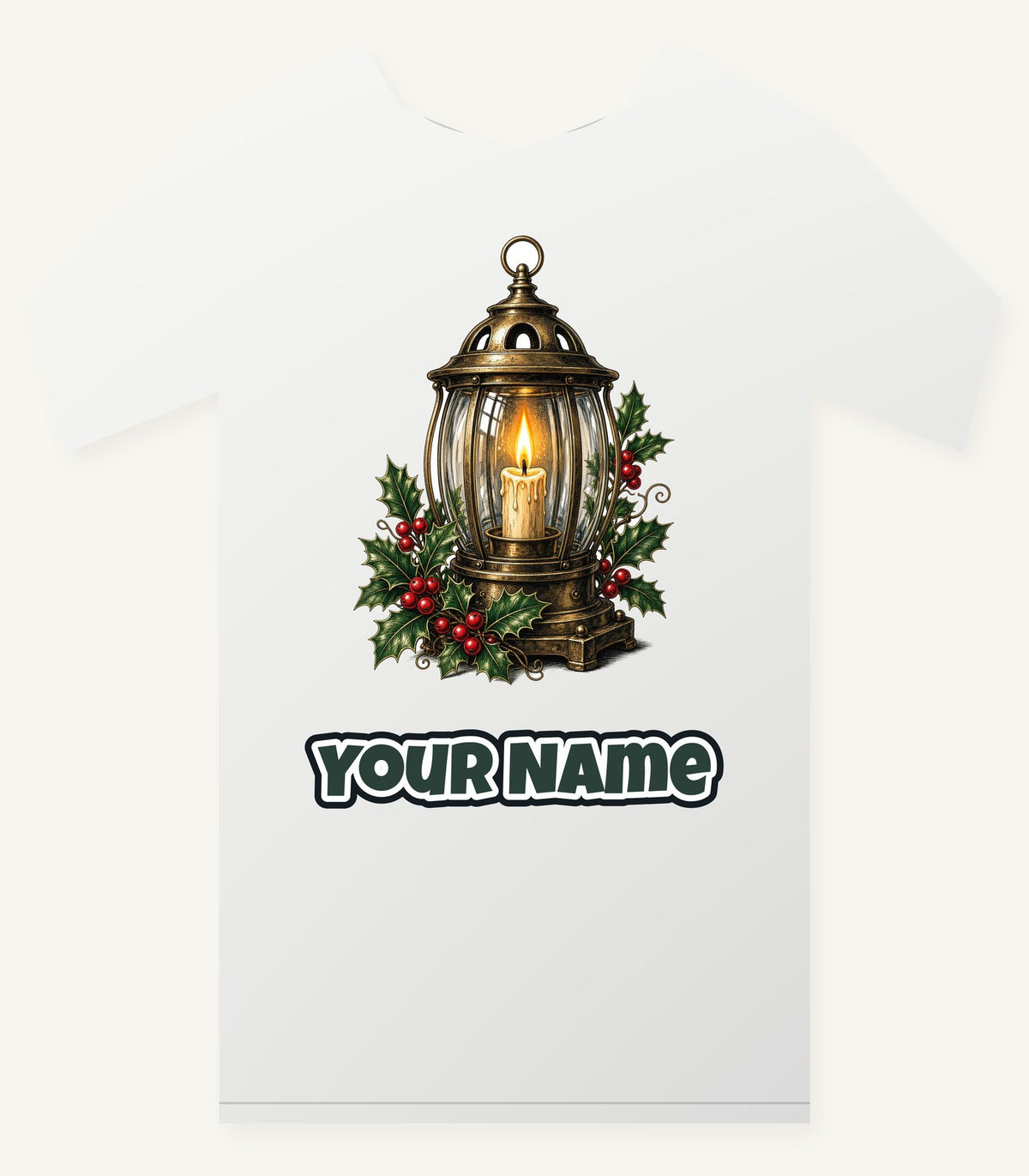 Vintage Brass Christmas Lantern Personalised Christmas T-Shirt and Hoodie