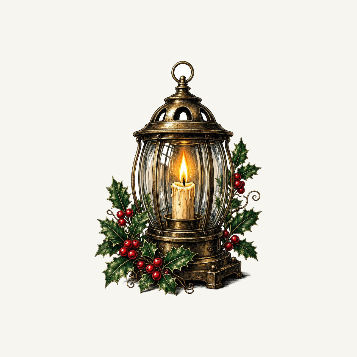 Vintage Brass Christmas Lantern Personalised Christmas T-Shirt and Hoodie