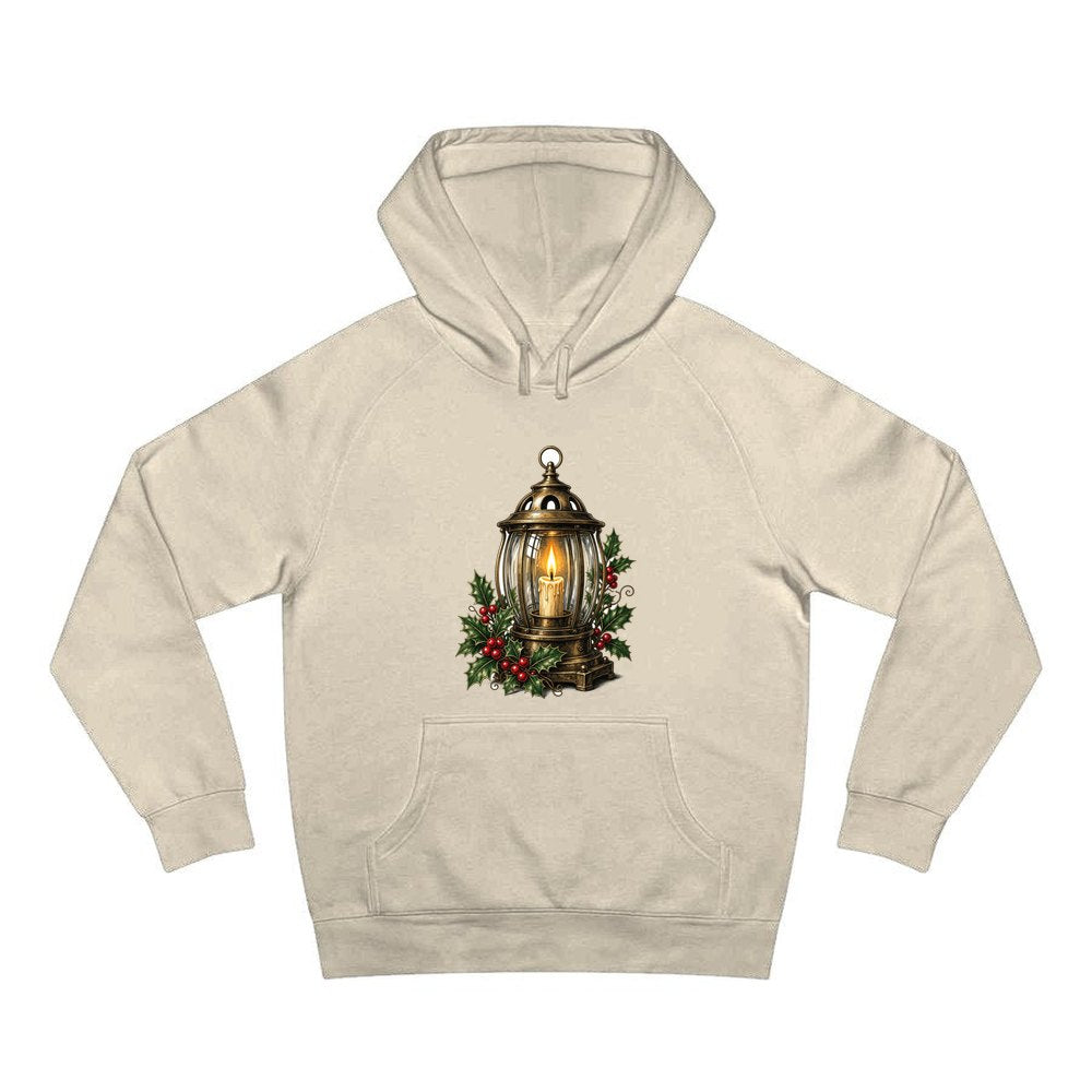 Vintage Brass Christmas Lantern personalised Christmas hoodie in sand