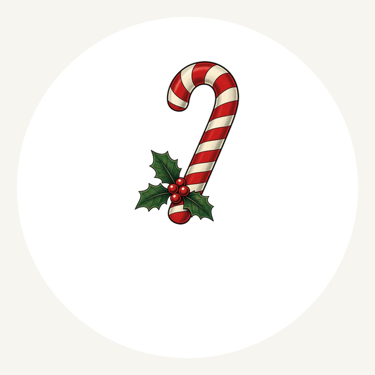 Vintage Candy Cane With Holly Personalised Pewter Christmas Ornament