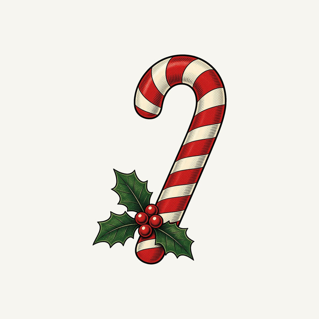 Vintage Candy Cane With Holly Personalised Santa Sack
