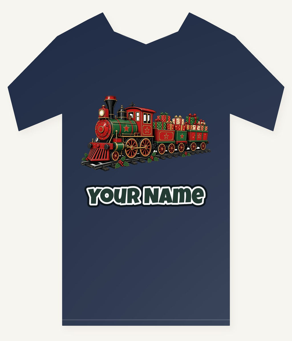Vintage Christmas Train Personalised Kids Tee and Baby Bodysuit