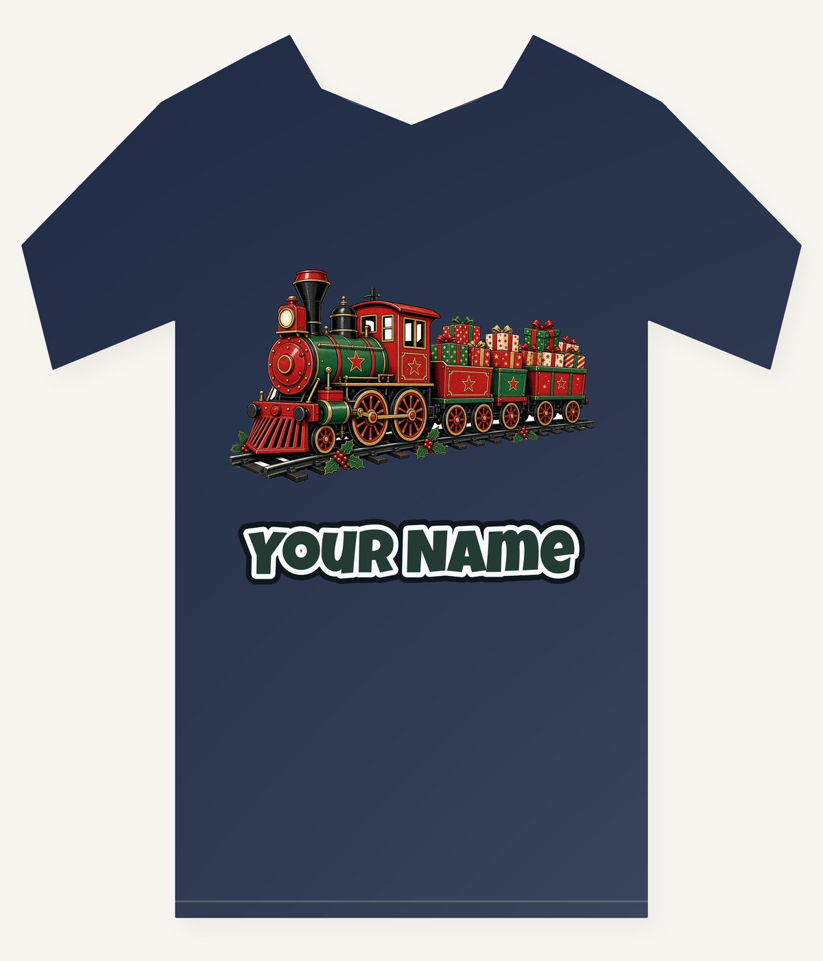 Vintage Christmas Train Personalised Kids Tee and Baby Bodysuit