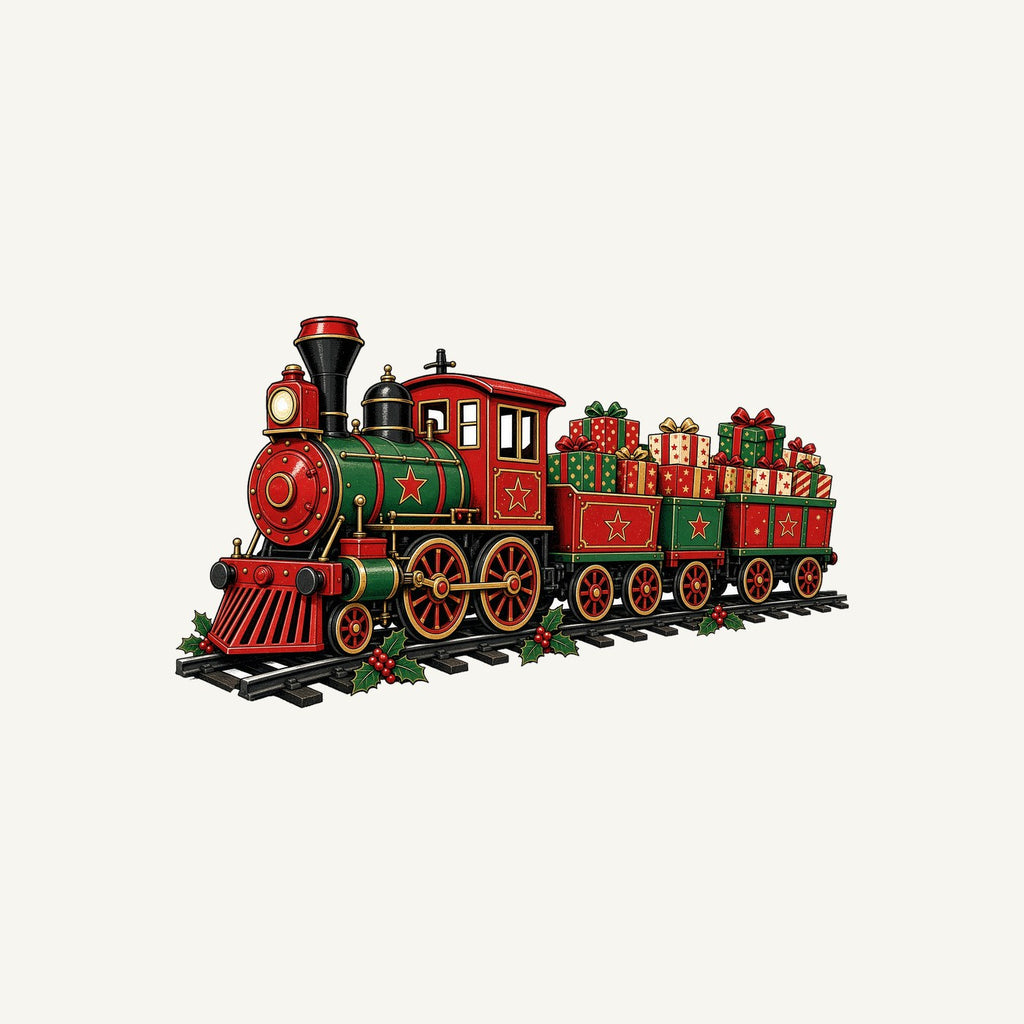 Vintage Christmas Train Personalised Kids Tee and Baby Bodysuit