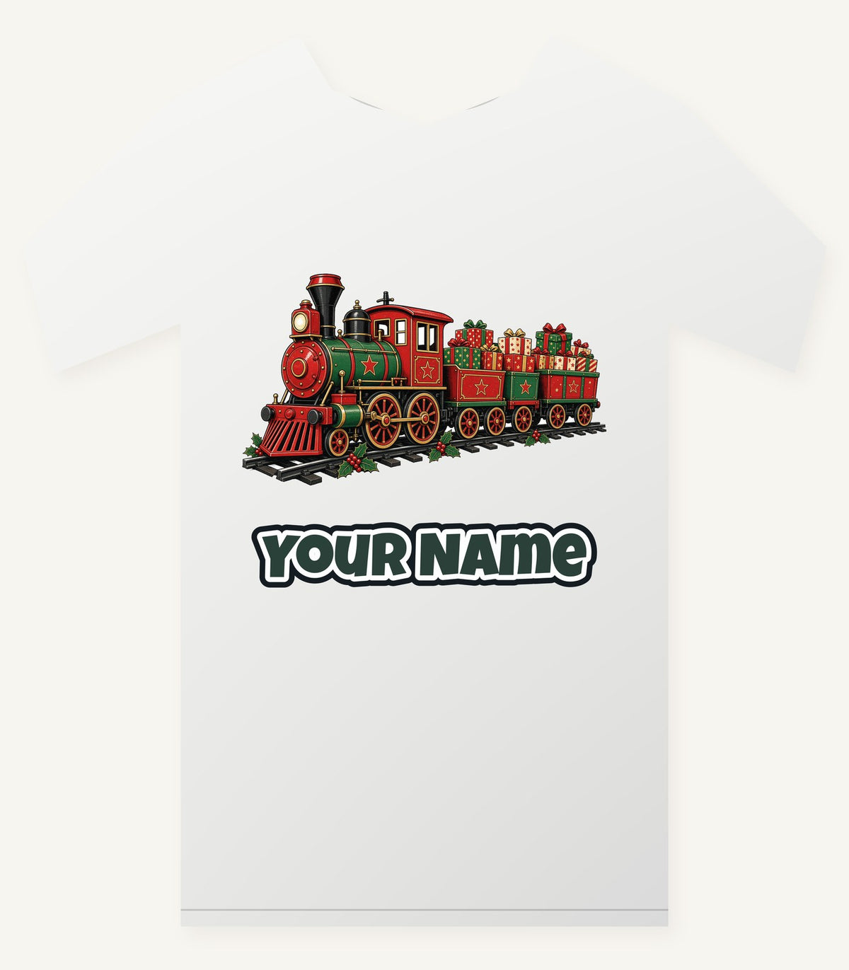 Vintage Christmas Train Personalised Christmas T-Shirt and Hoodie