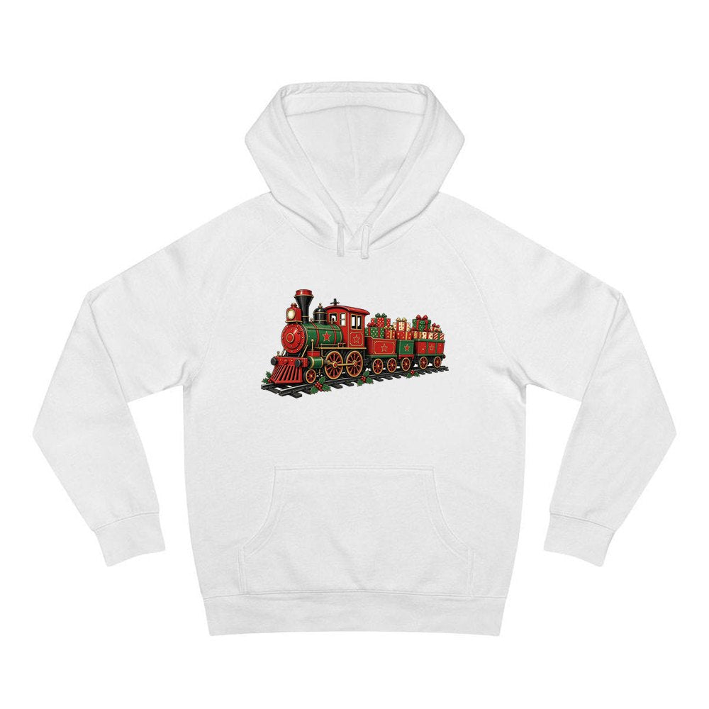Vintage Christmas Train personalised Christmas hoodie in white