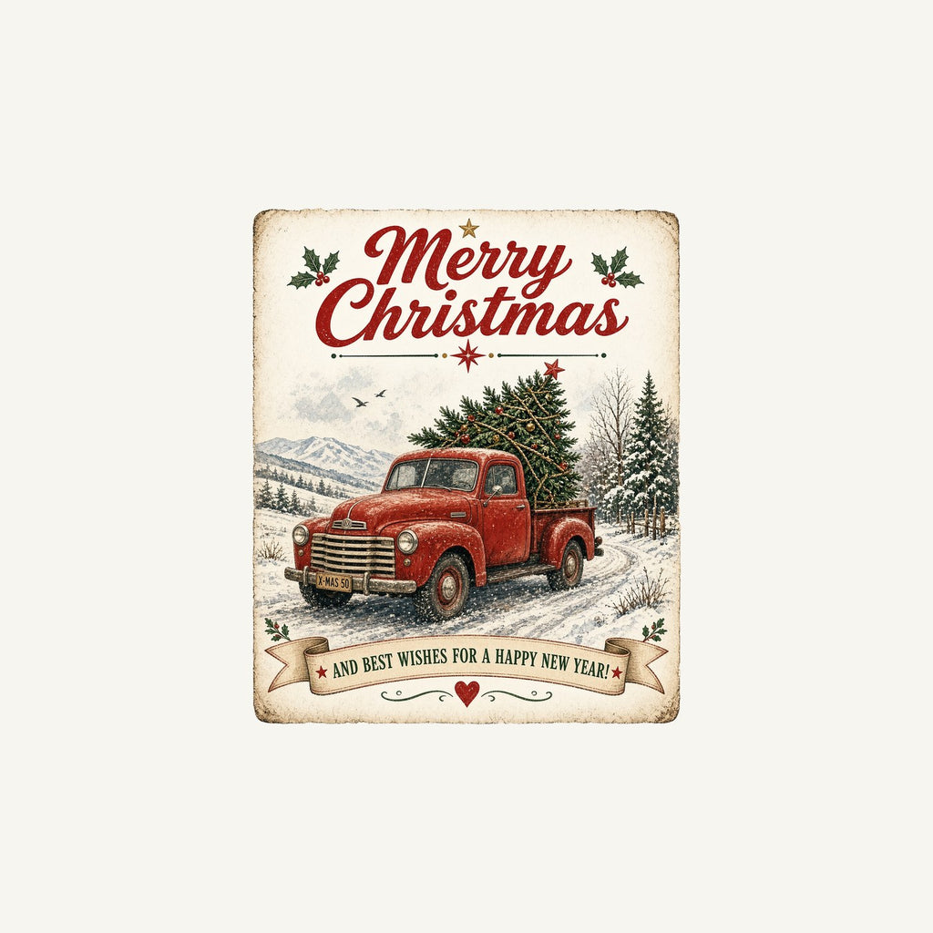 Vintage Christmas Truck Sign Personalised Christmas Mug