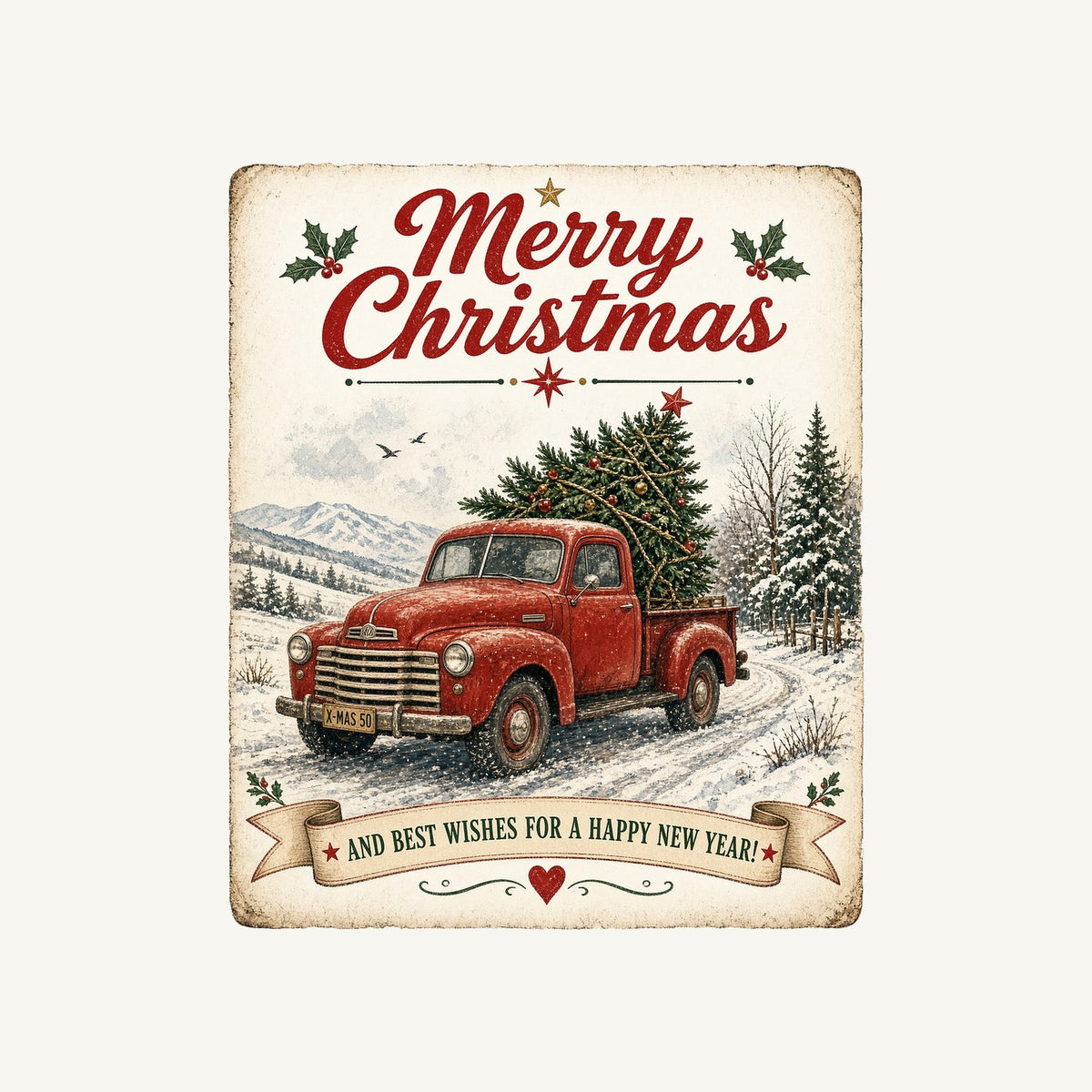 Vintage Christmas Truck Sign Personalised Santa Sack
