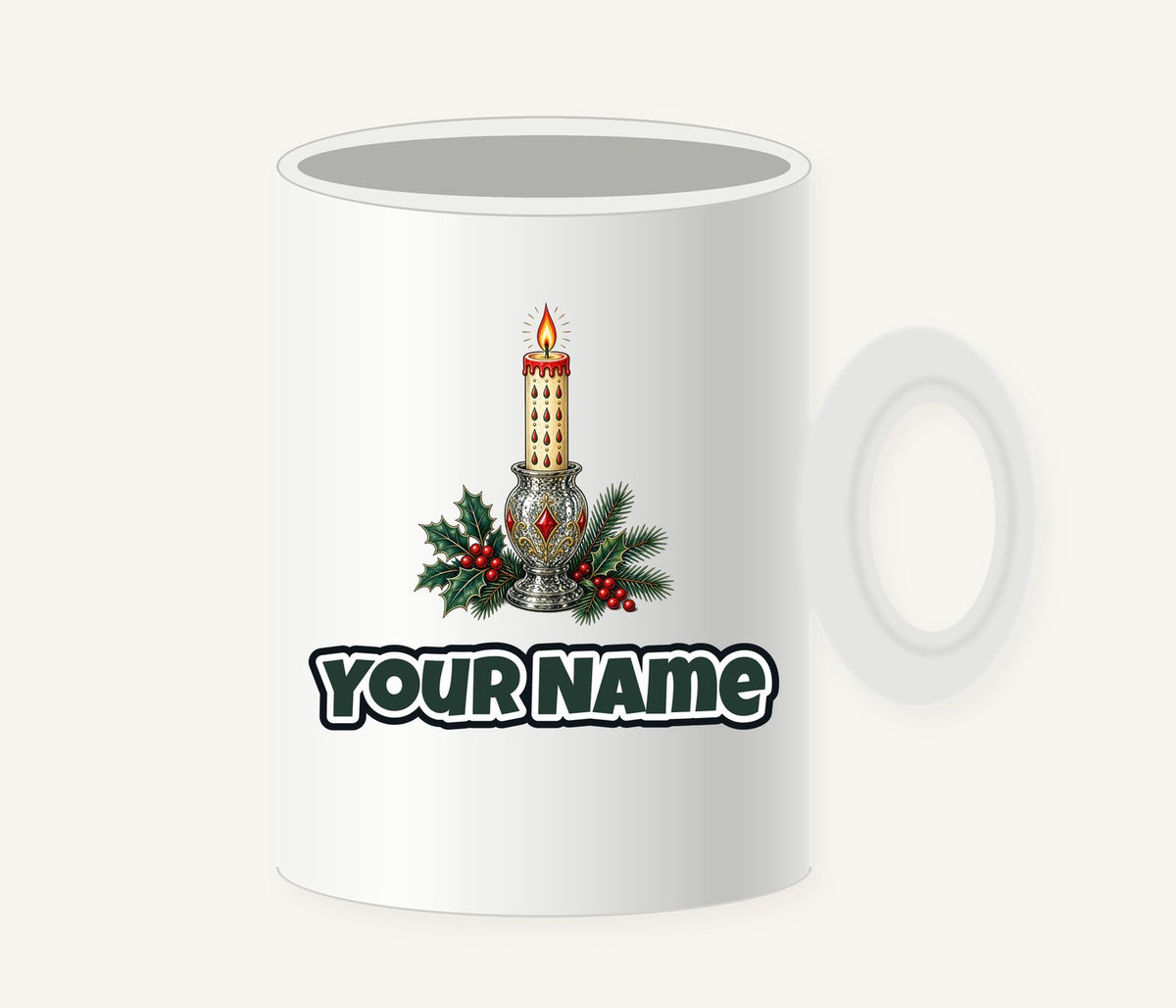 Vintage Mercury Glass Candlestick Personalised Christmas Mug