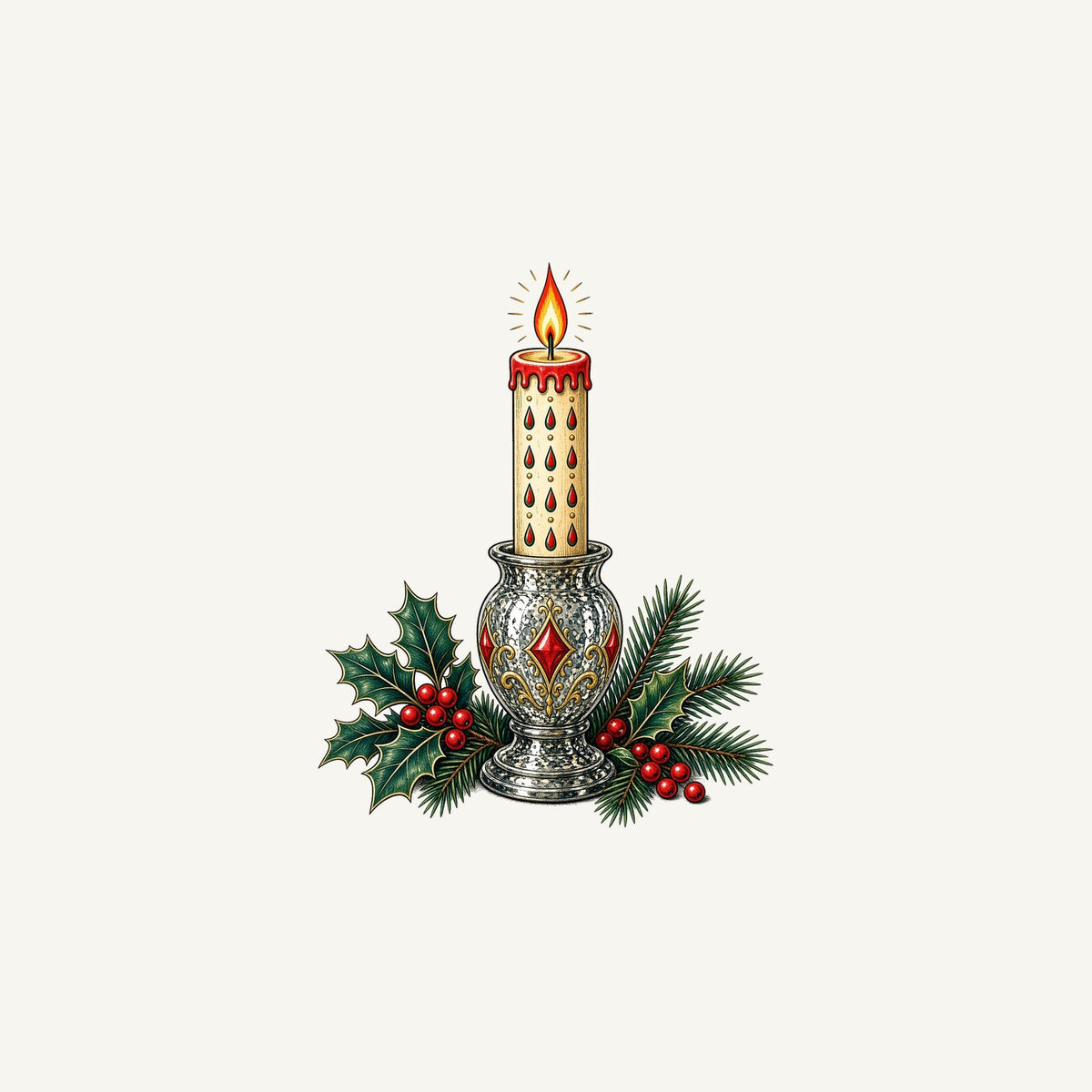 Vintage Mercury Glass Candlestick Personalised Christmas Mug