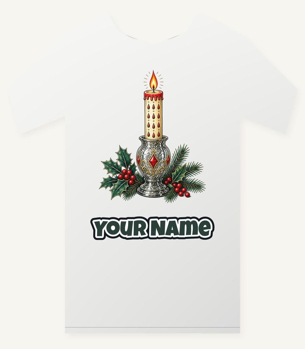 Vintage Mercury Glass Candlestick Personalised Christmas T-Shirt and Hoodie