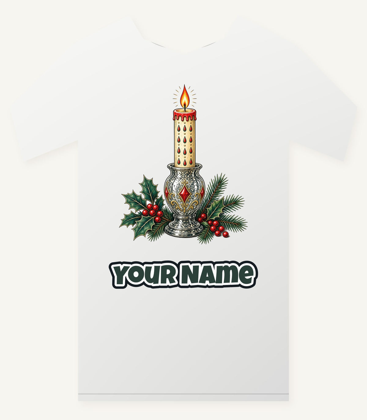 Vintage Mercury Glass Candlestick Personalised Christmas T-Shirt and Hoodie
