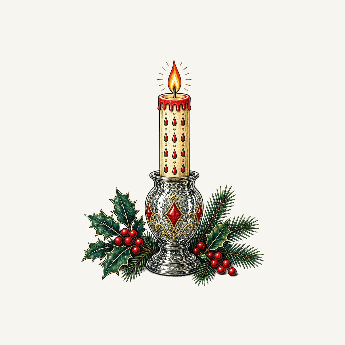 Vintage Mercury Glass Candlestick Personalised Christmas T-Shirt and Hoodie