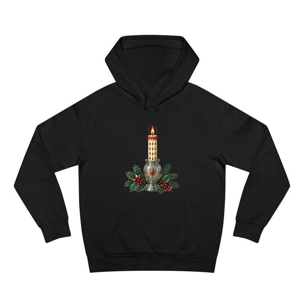 Vintage Mercury Glass Candlestick personalised Christmas hoodie in black
