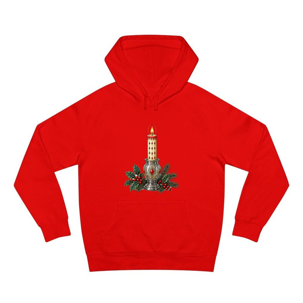 Vintage Mercury Glass Candlestick personalised Christmas hoodie in red