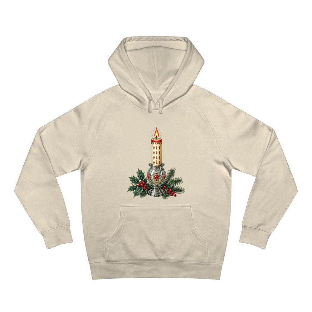 Vintage Mercury Glass Candlestick personalised Christmas hoodie in sand
