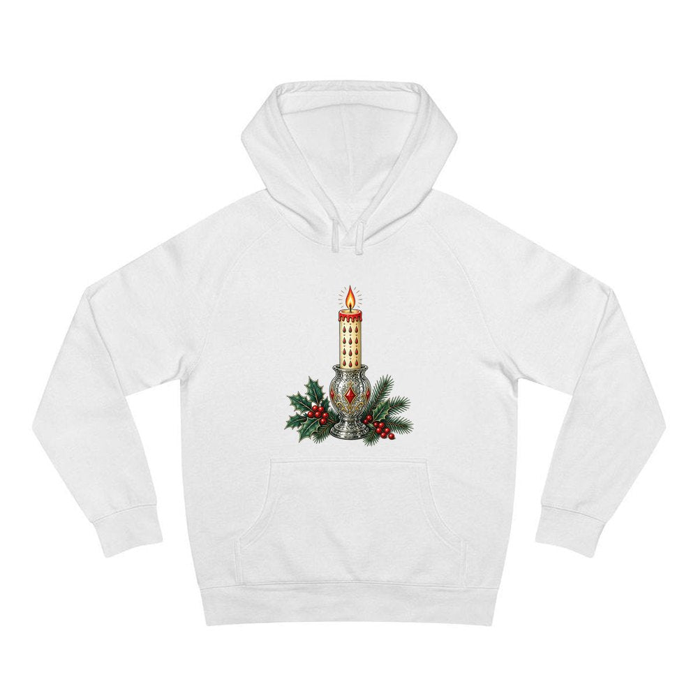 Vintage Mercury Glass Candlestick personalised Christmas hoodie in white