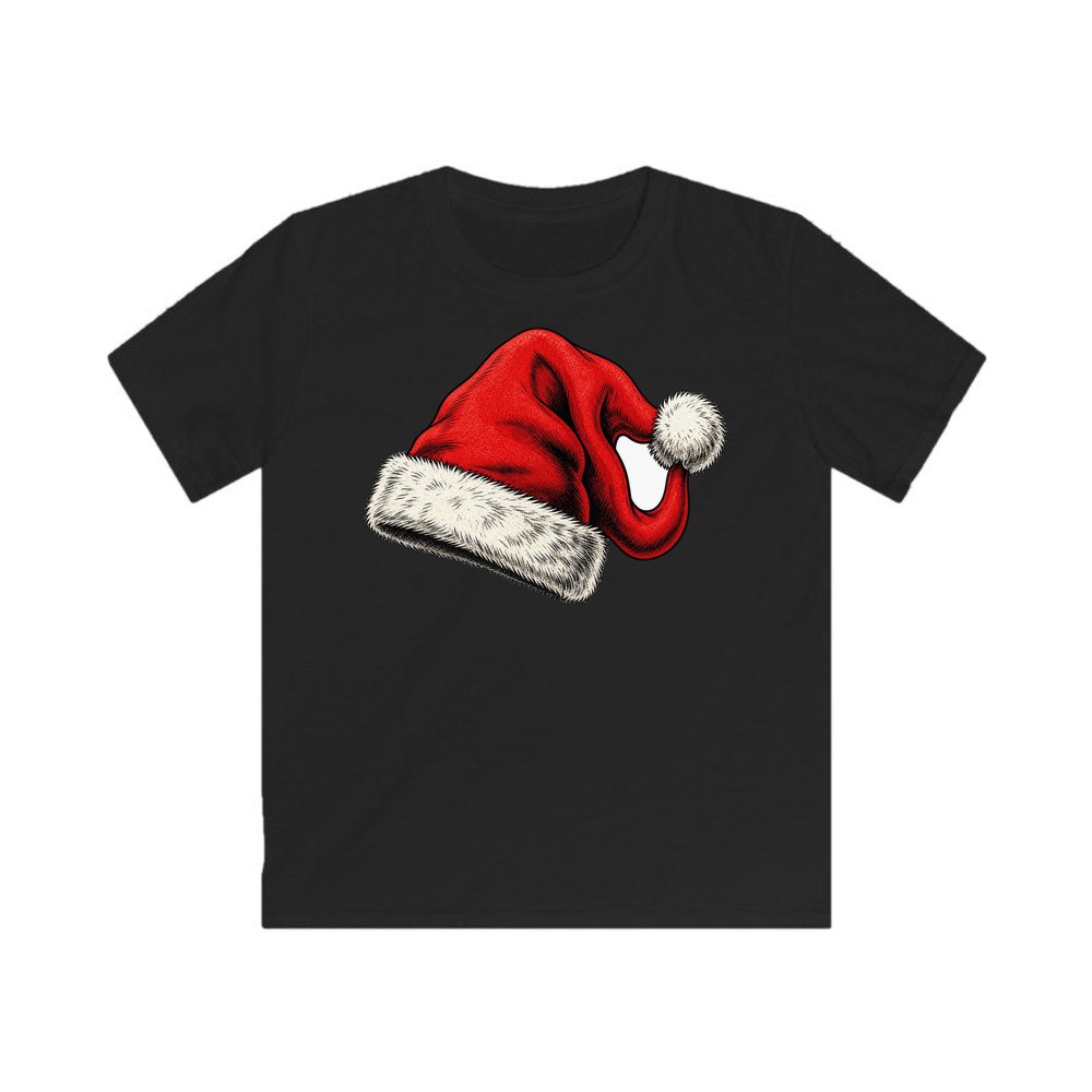 Vintage Santa Hat personalised kids Christmas tee in black