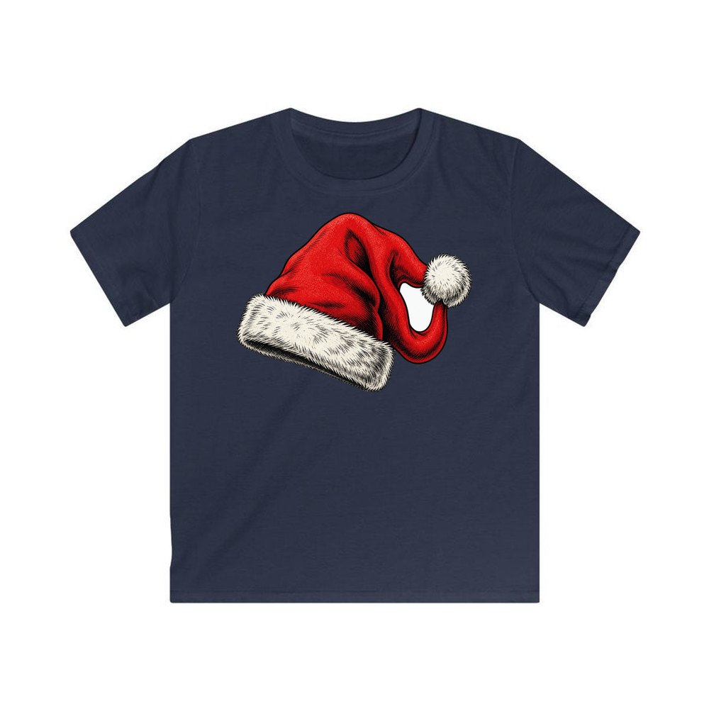Vintage Santa Hat personalised kids Christmas tee in navy