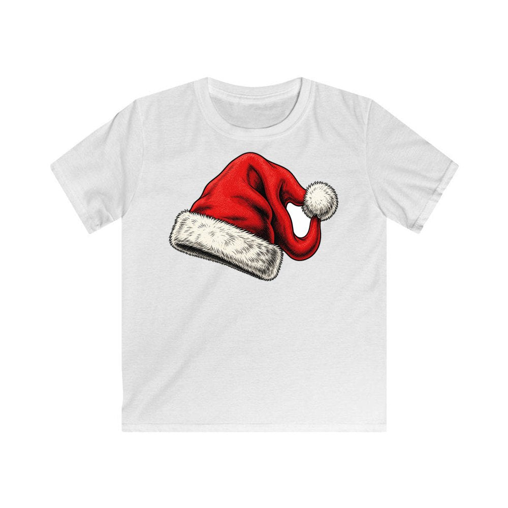 Vintage Santa Hat personalised kids Christmas tee in white