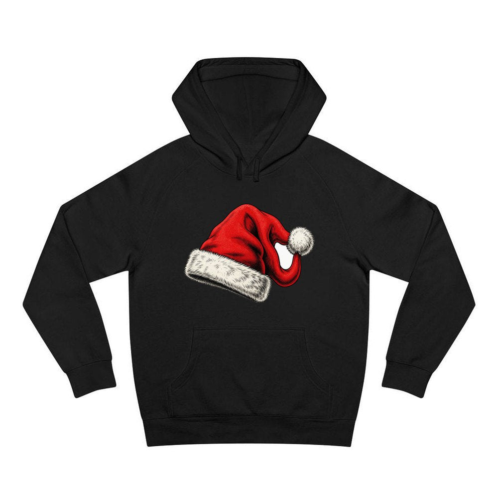 Vintage Santa Hat personalised Christmas hoodie in black