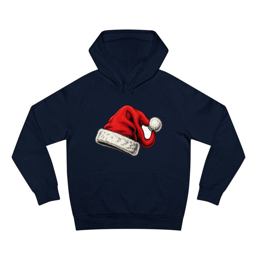 Vintage Santa Hat personalised Christmas hoodie in navy