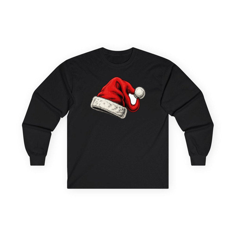 Vintage Santa Hat personalised long sleeve Christmas T-shirt in black