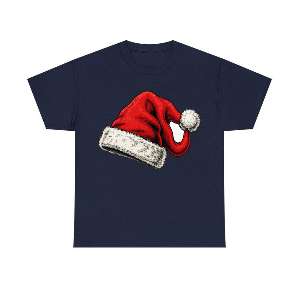 Vintage Santa Hat personalised Christmas T-shirt in navy
