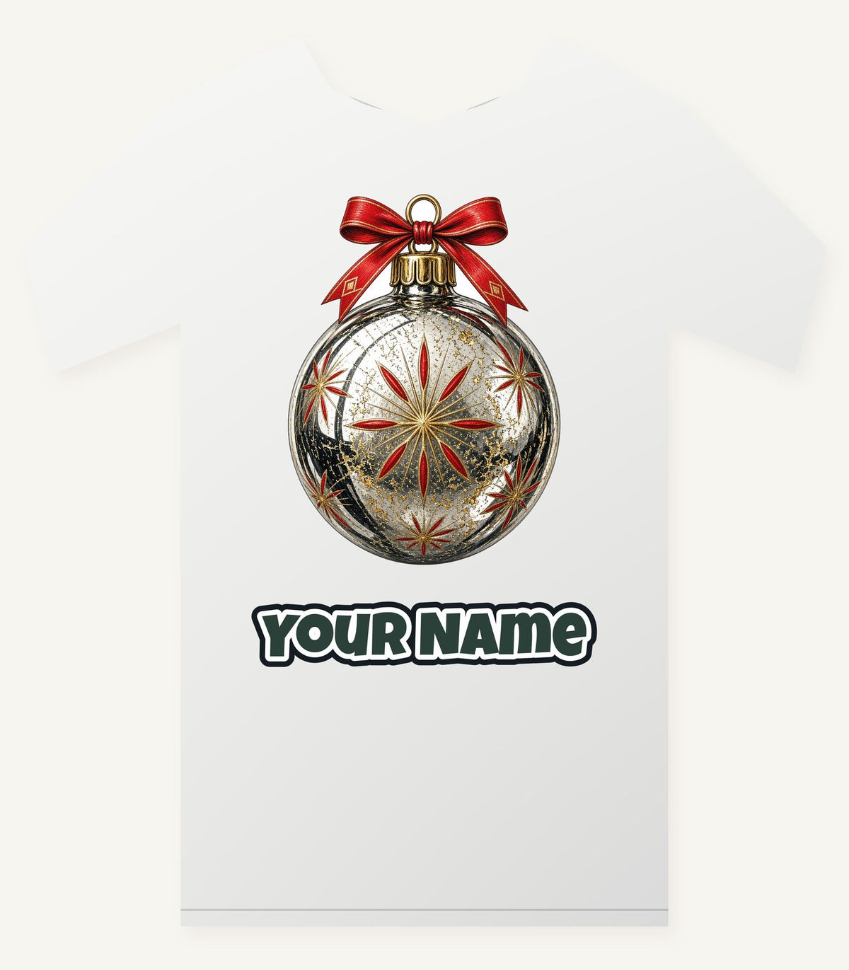 Vintage Silver Bauble Personalised Christmas T-Shirt and Hoodie