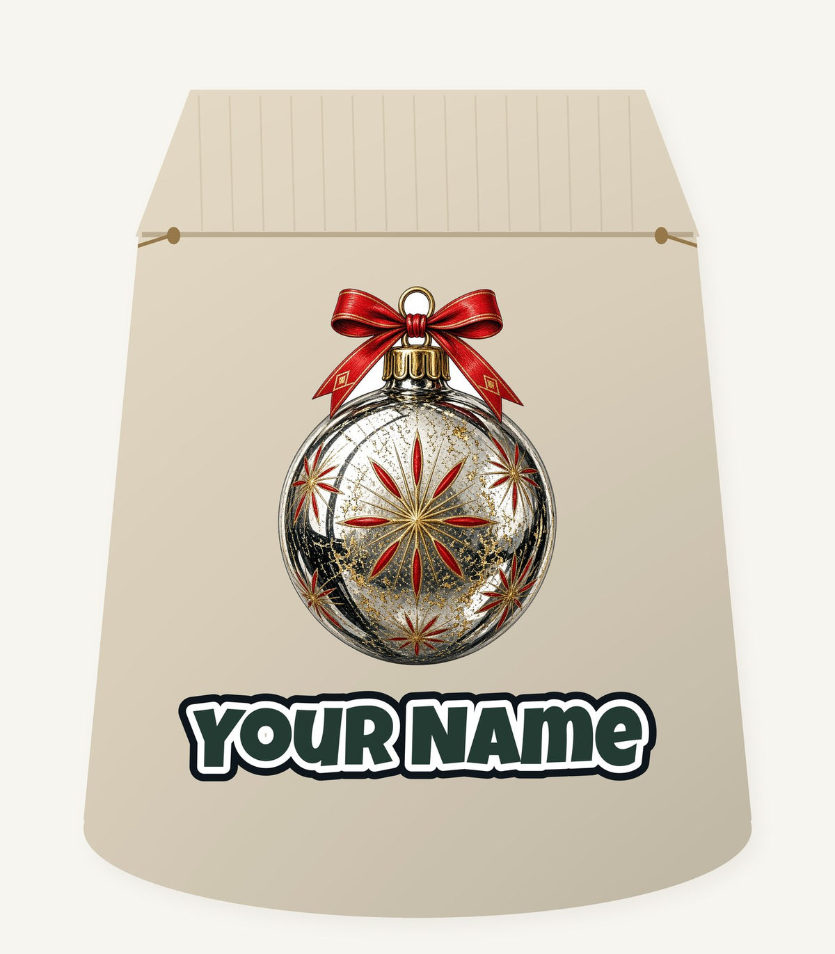 Vintage Silver Bauble Personalised Santa Sack
