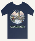 Vintage Snowy Village Church Personalised Kids Tee and Baby Bodysuit