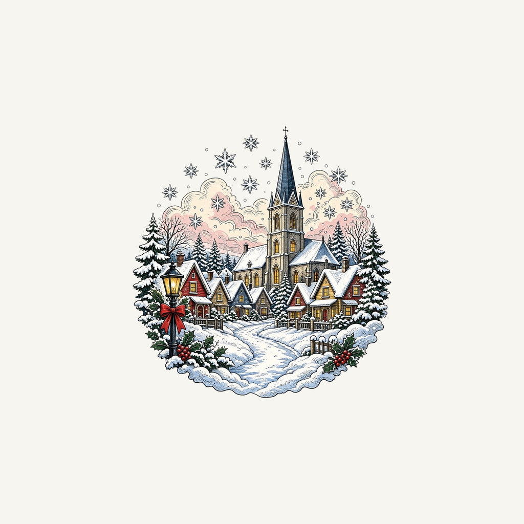 Vintage Snowy Village Church Personalised Christmas Mug