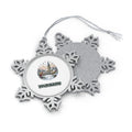 Vintage Snowy Village Church Personalised Pewter Christmas Ornament