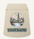 Vintage Snowy Village Church Personalised Santa Sack