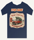 Vintage Truck And Tree Personalised Kids and Baby Christmas Tee