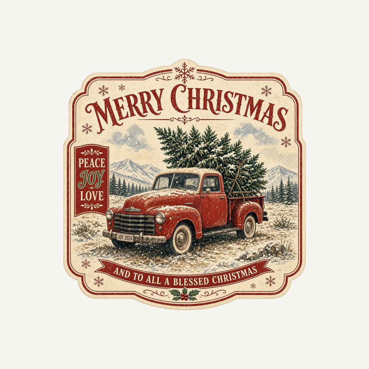 Vintage Truck And Tree Personalised Kids Tee and Baby Bodysuit
