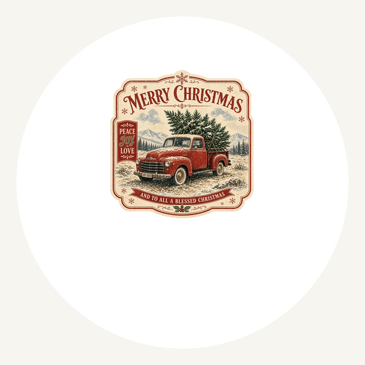 Vintage Truck And Tree Personalised Pewter Christmas Ornament