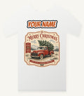 Vintage Truck And Tree Personalised Christmas T-Shirt and Hoodie