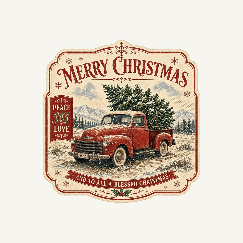 Vintage Truck And Tree Personalised Christmas T-Shirt and Hoodie