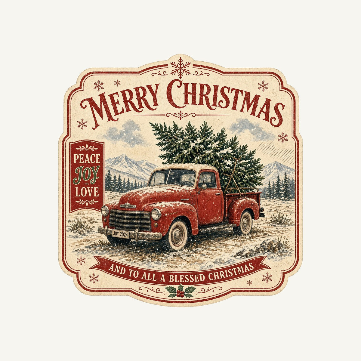 Vintage Truck And Tree Personalised Santa Sack