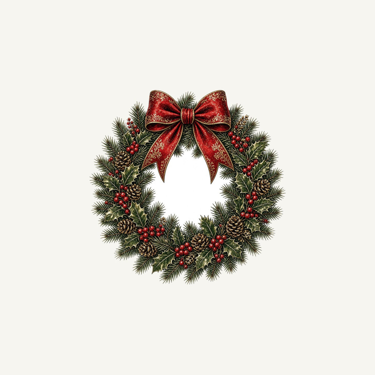 Vintage Wreath with Red Bow Personalised Christmas Mug