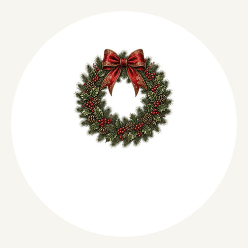 Vintage Wreath with Red Bow Christmas artwork, the design printed on the personalised ornament