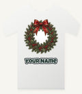 Vintage Wreath with Red Bow Personalised Christmas T-Shirt and Hoodie